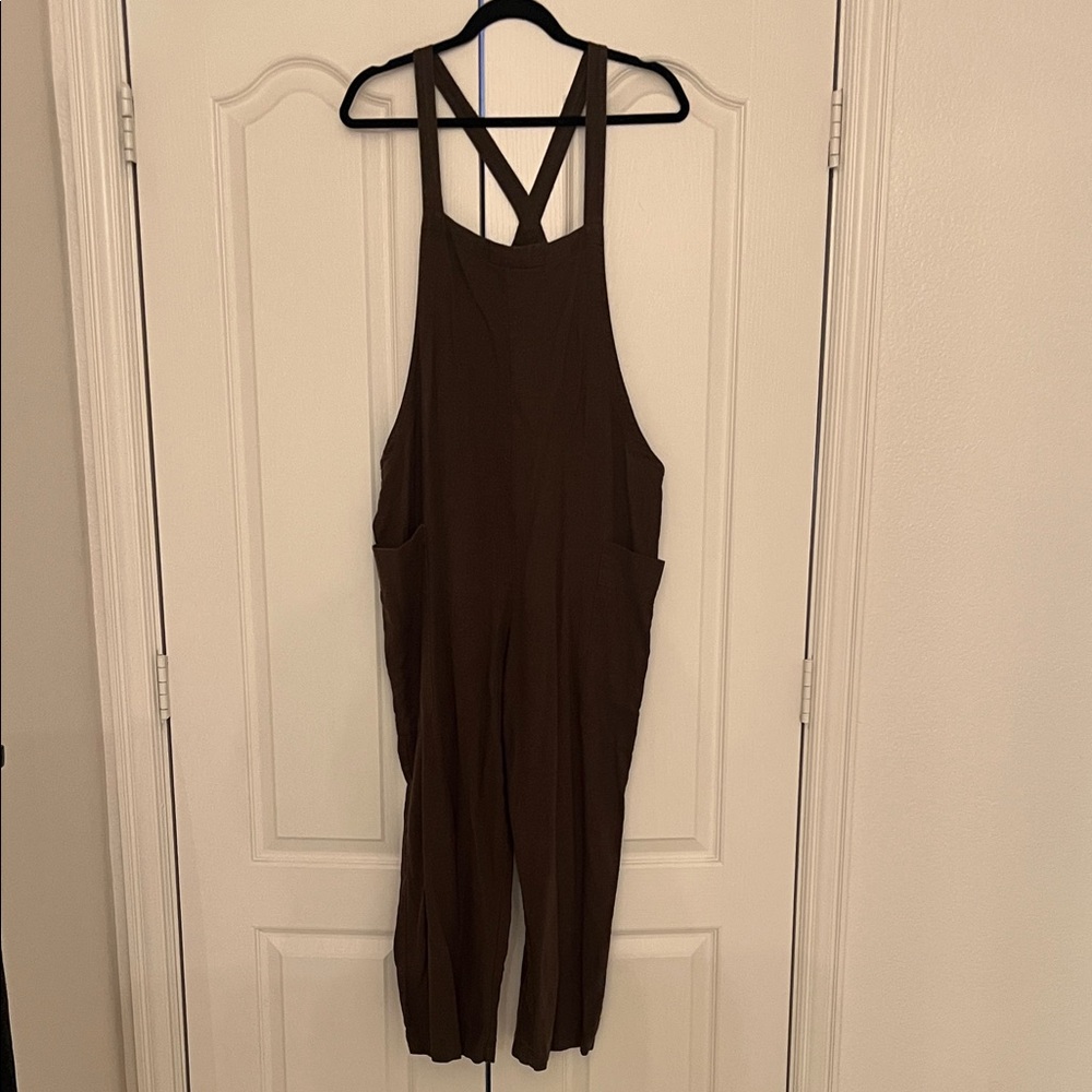 Forever 21 Dark Green Cross-Back Jumpsuit
